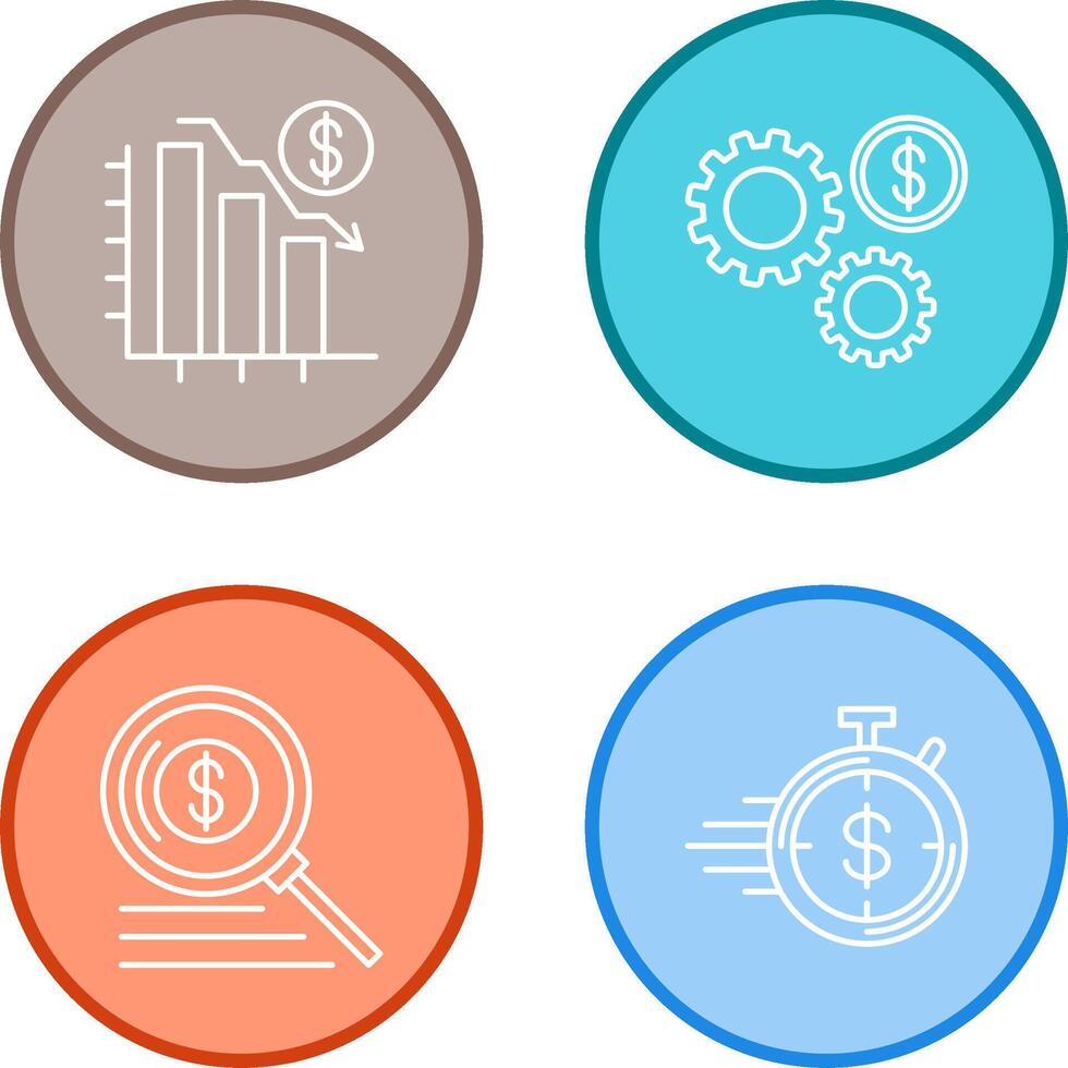 Chart Down and Settings Icon vector