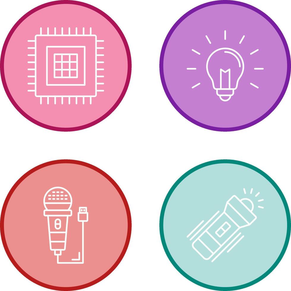 Processor and Light Bulb Icon vector