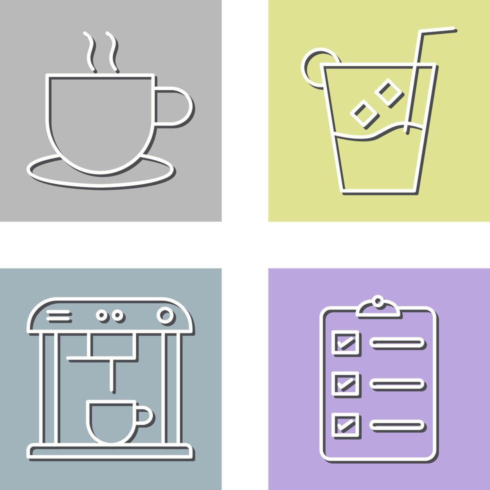 hot coffee and whiskey sour Icon vector