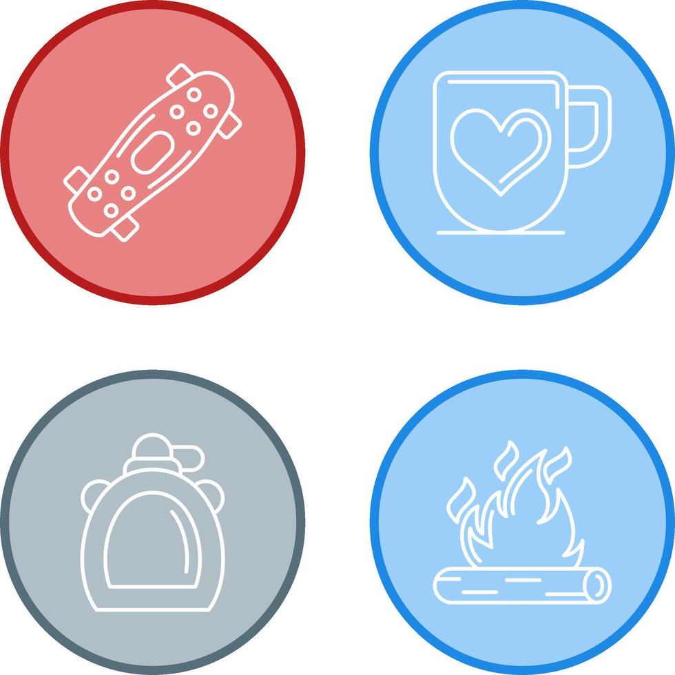 Skateboard and Mug Icon vector