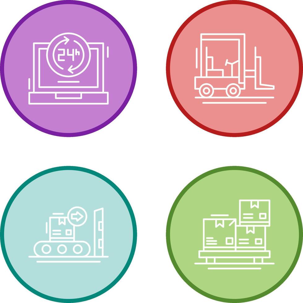 24 hours and forklift Icon vector