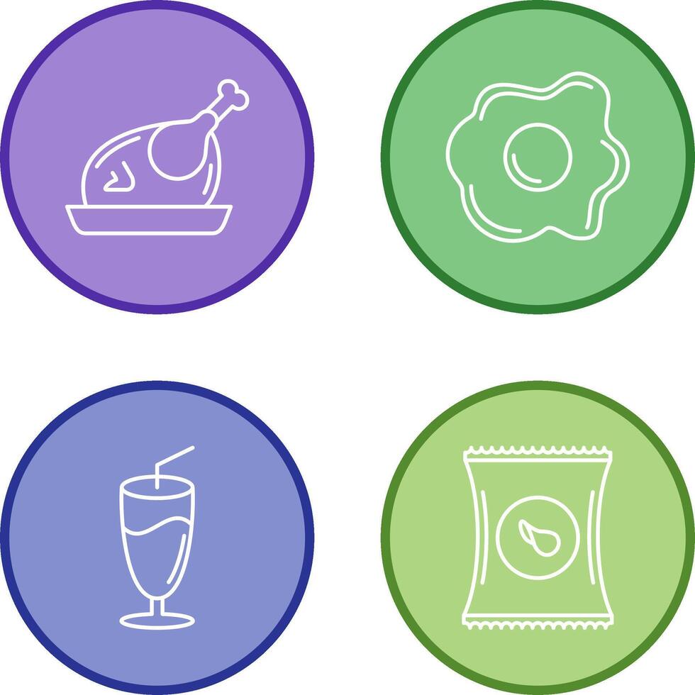 Chicken leg and Fried egg Icon vector