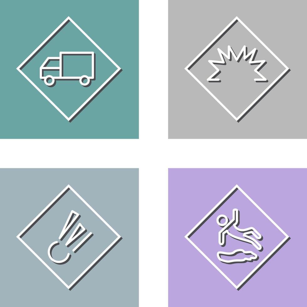 dangerous vehicle and danger of welding Icon vector