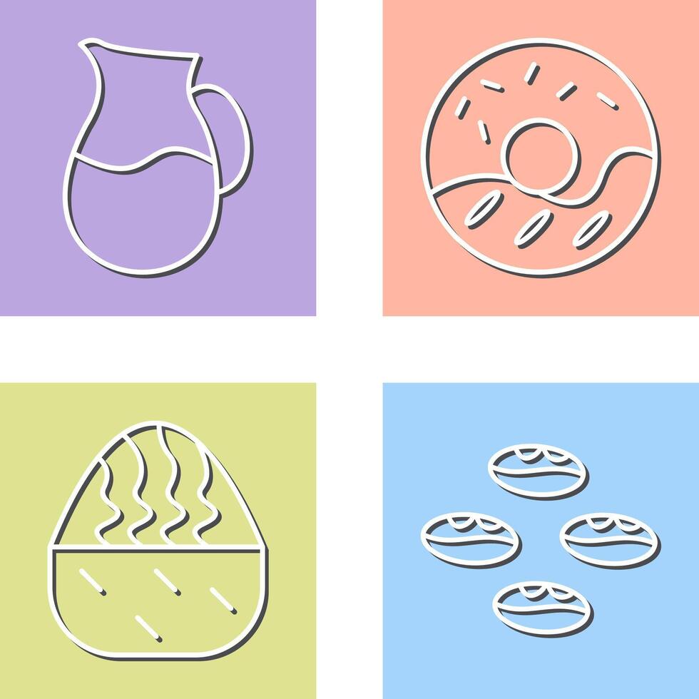 milk jug and cream doughnut Icon vector