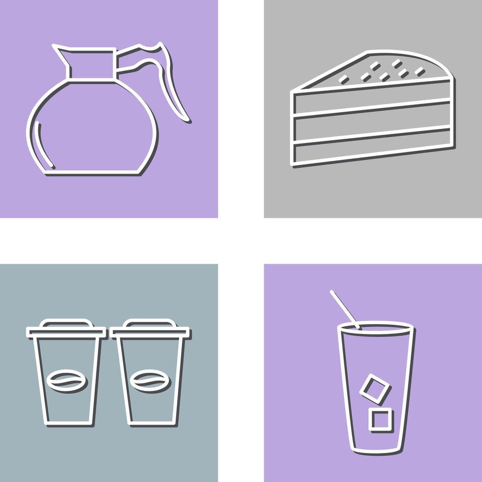 cake slice and coffee pot Icon vector