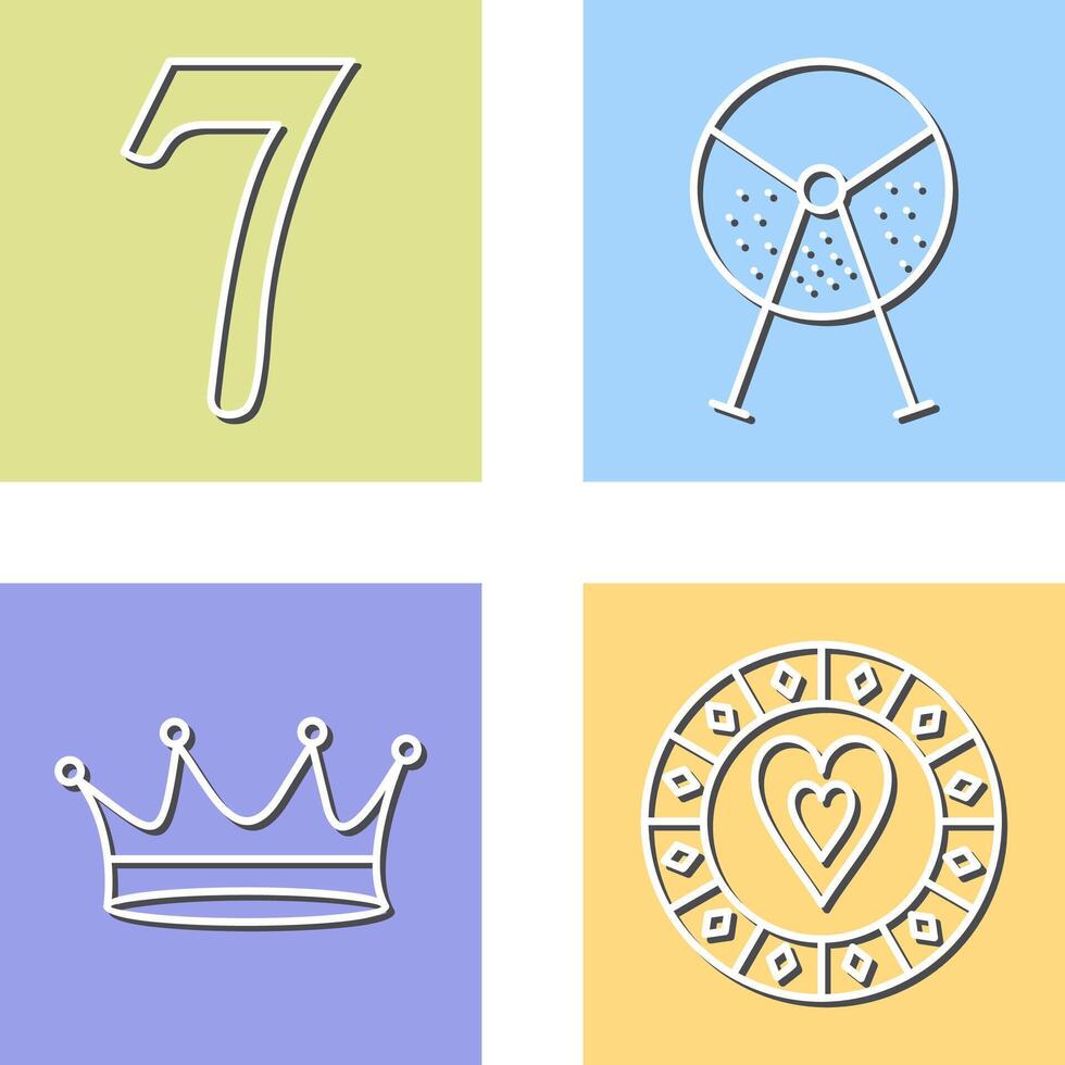 number sevens and lottery machine Icon vector