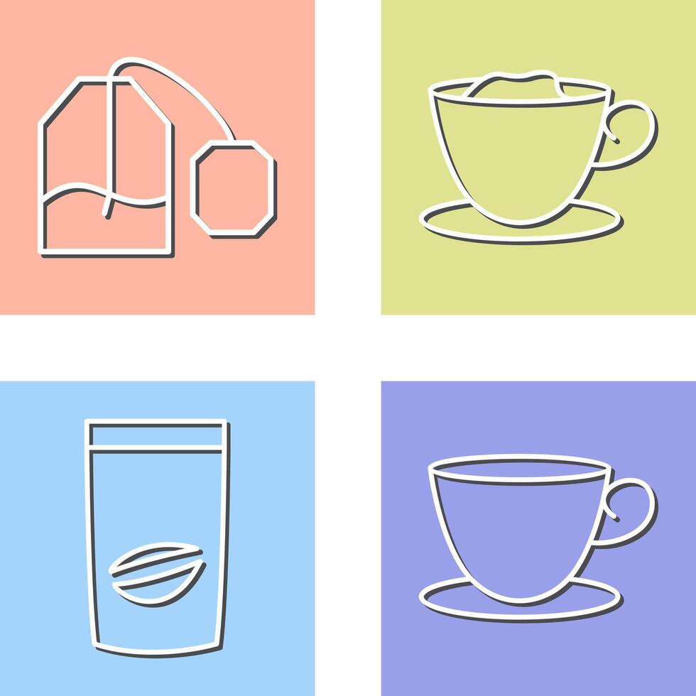 tea bag and creamy coffee Icon vector