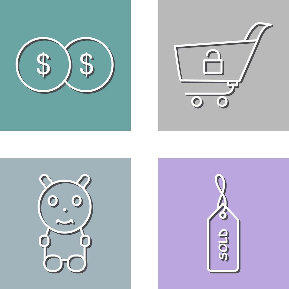 coins and unlock cart Icon vector