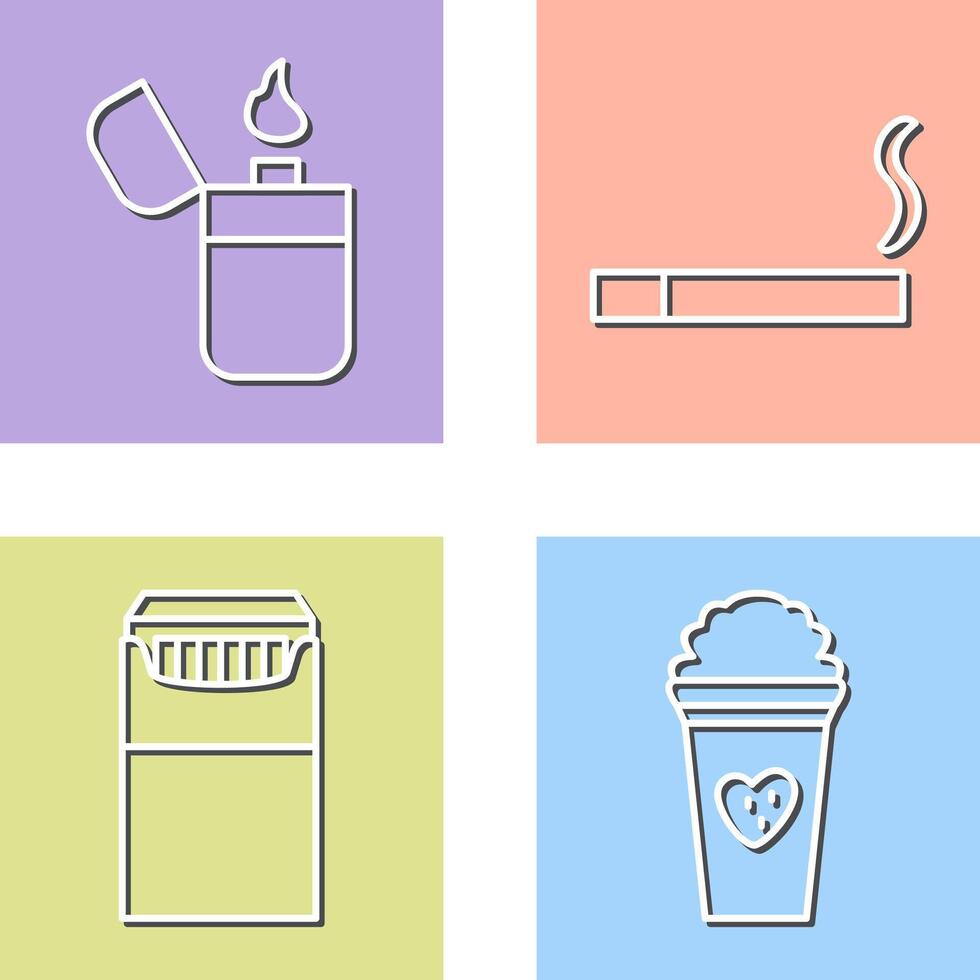 lighter and lit cigarette Icon vector