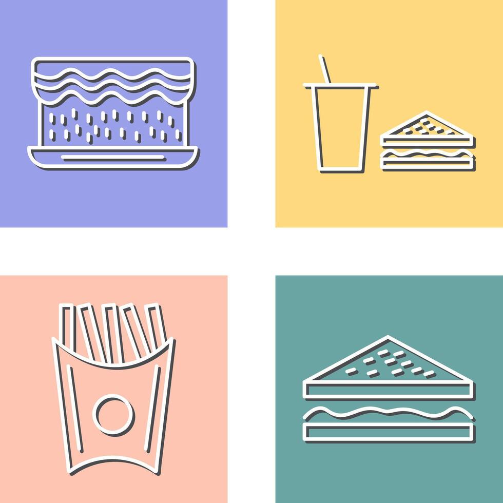 cream cake and lunch bistro Icon vector