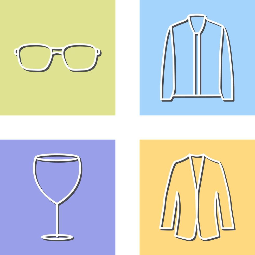 lentes y chaqueta icono vector