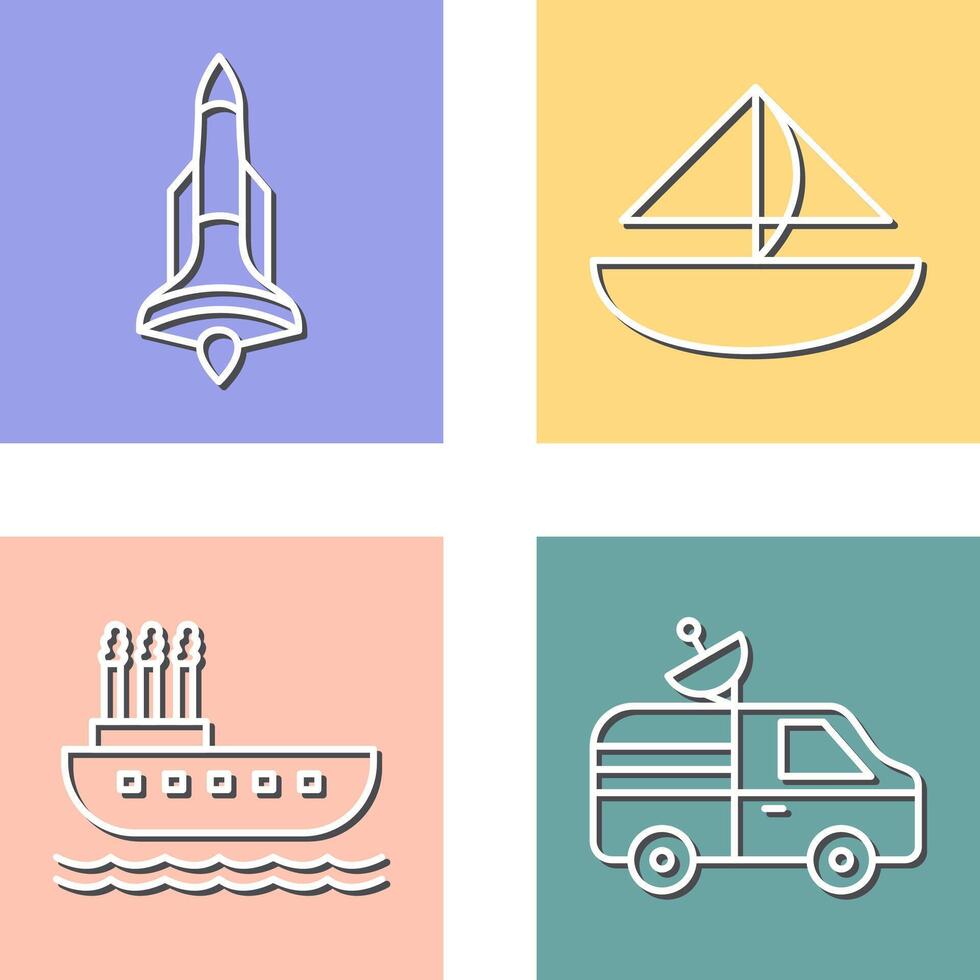 Rocket and Small Yacht Icon vector