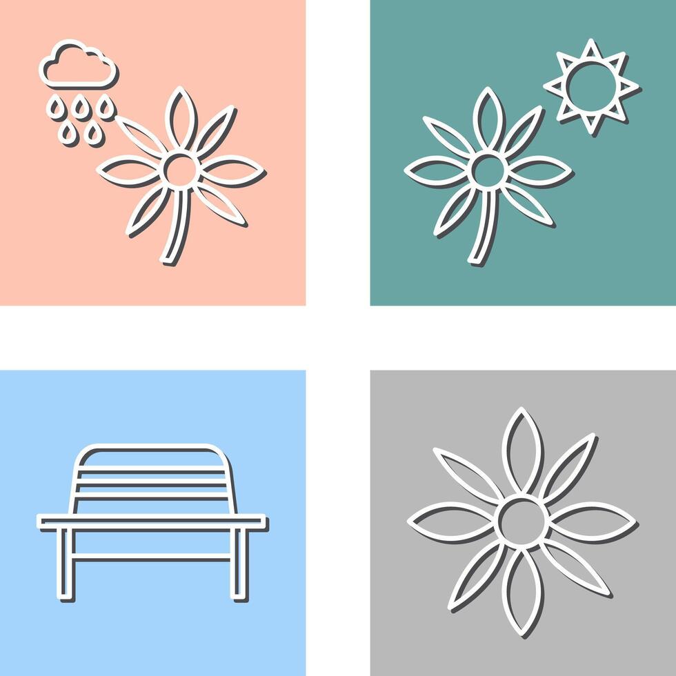 Flower with rain and Flower Icon vector