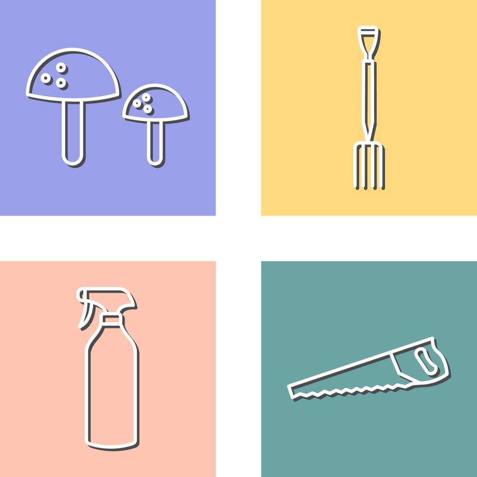 Mushrooms and Gardening Fork Icon vector