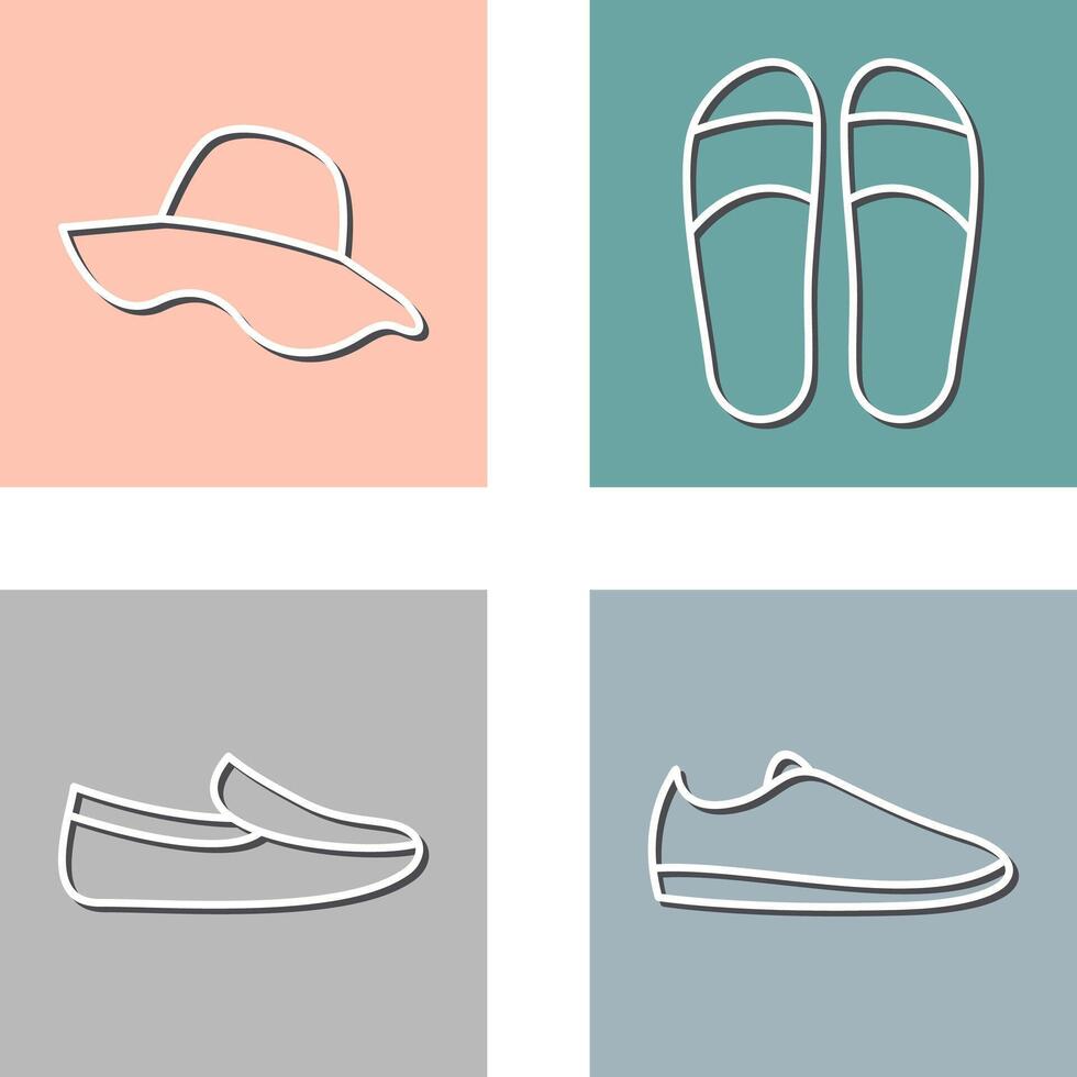 sombrero y zapatillas icono vector