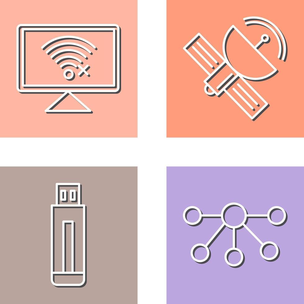 Disconnected Network and Satellite Icon vector