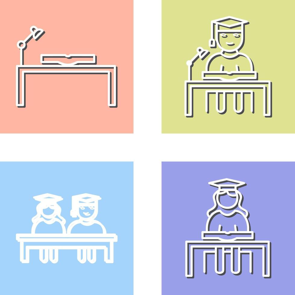 study desk and studying on desk Icon vector