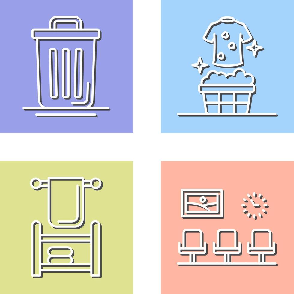 Trash Can and Laundary Icon vector