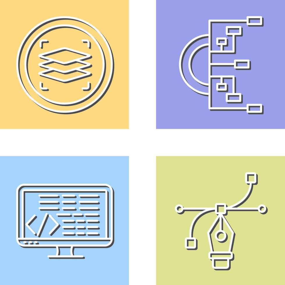 Layers and Flowchart Icon vector