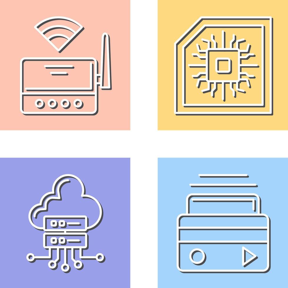 Wifi Router and Chip Icon vector