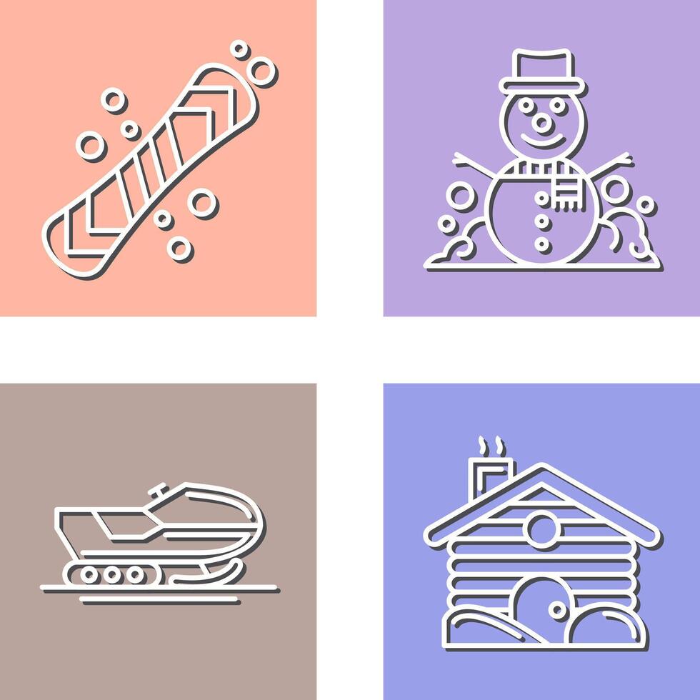 Snowboard and Snowman Icon vector