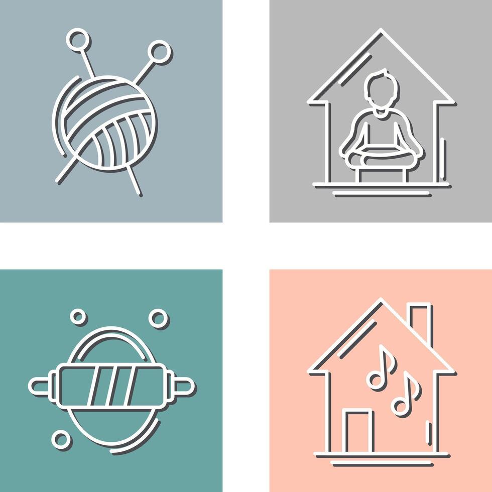 Knitting and Yoga At home Icon vector