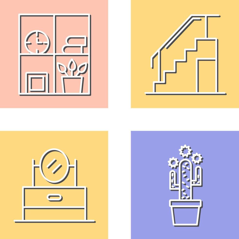 Bookshelf and Stairs Icon vector