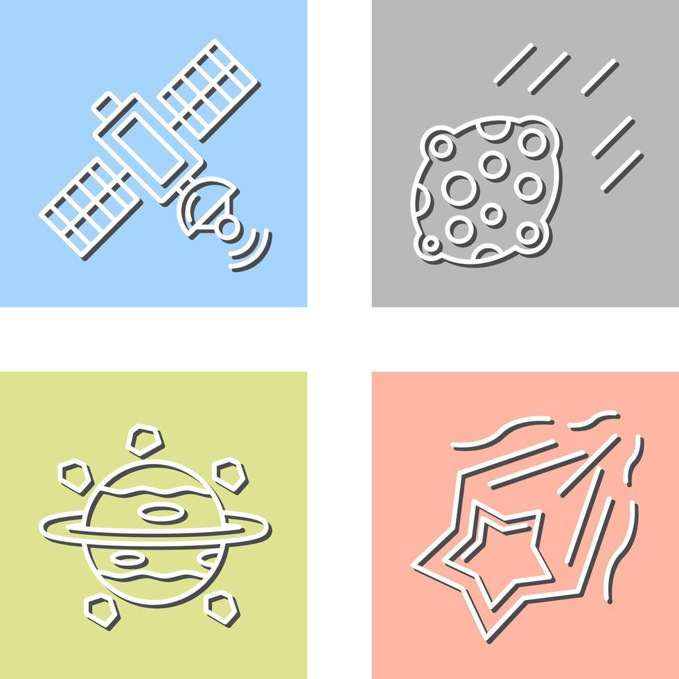 satelite and asteroid Icon vector
