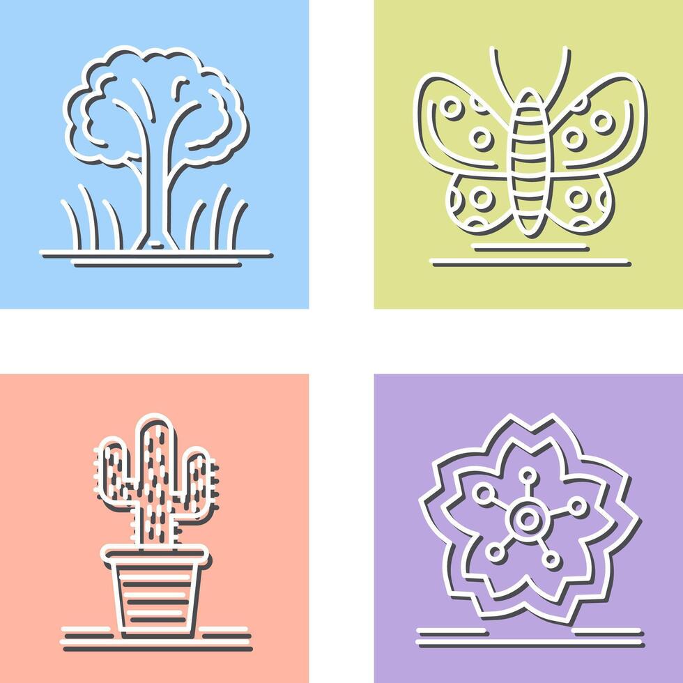 Tree and Butterfly Icon vector