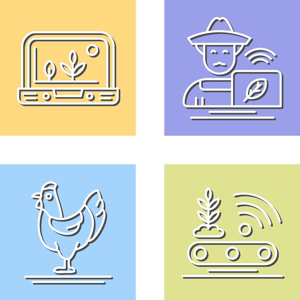 Smart Farm and Farmer Icon vector