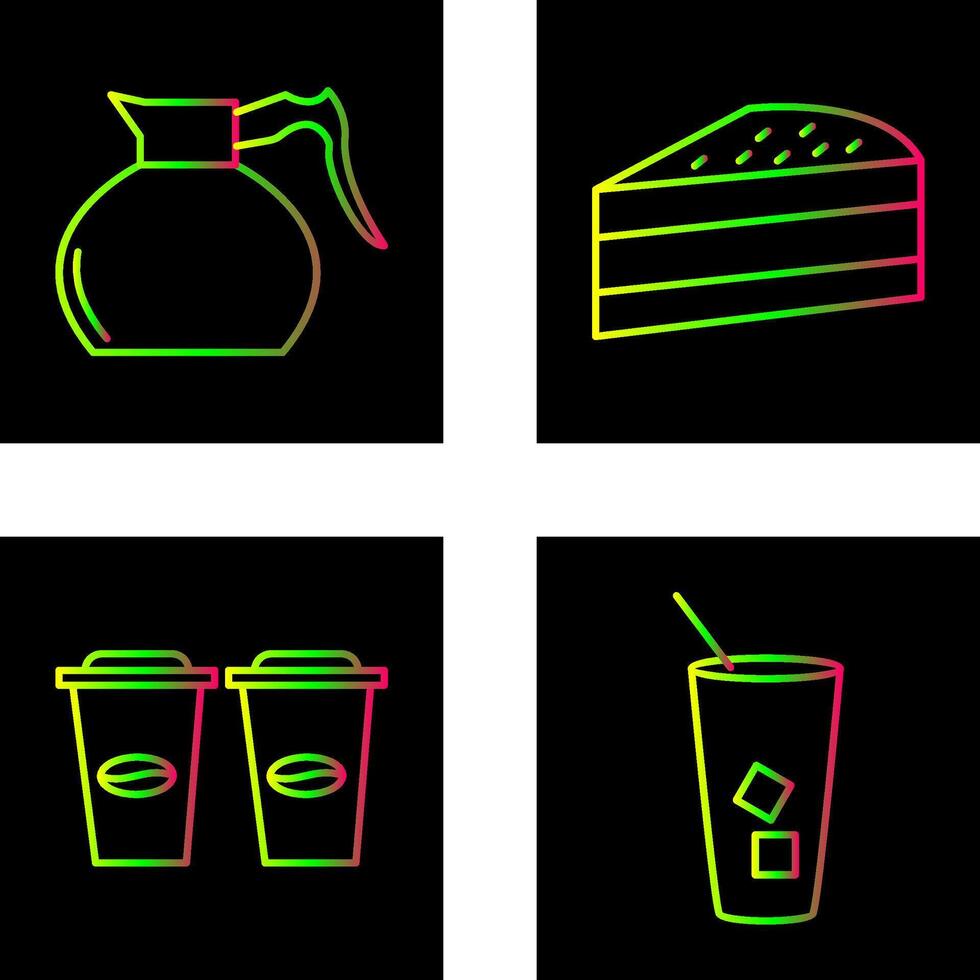 cake slice and coffee pot Icon vector