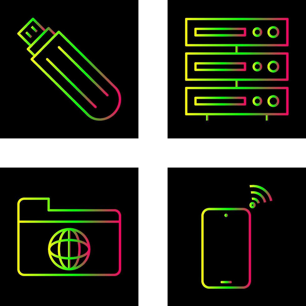 usb drive and server Icon vector