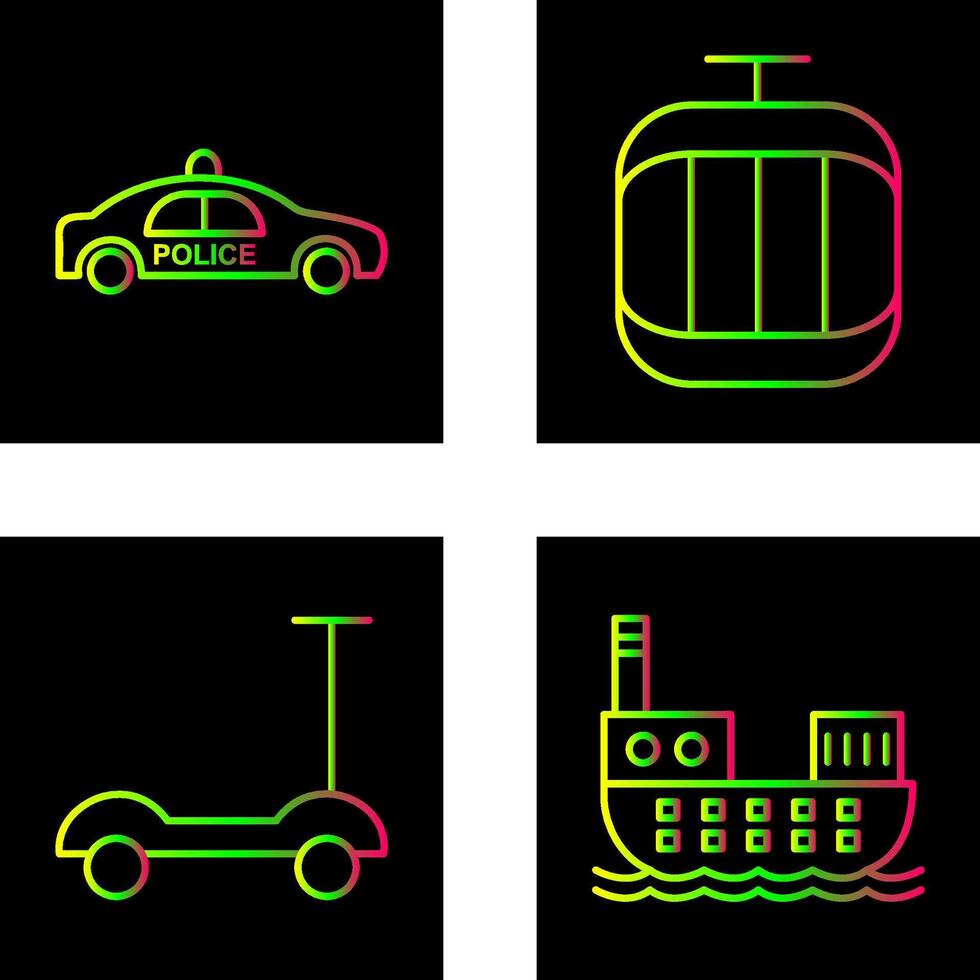 Police Car and Cable Car Icon vector