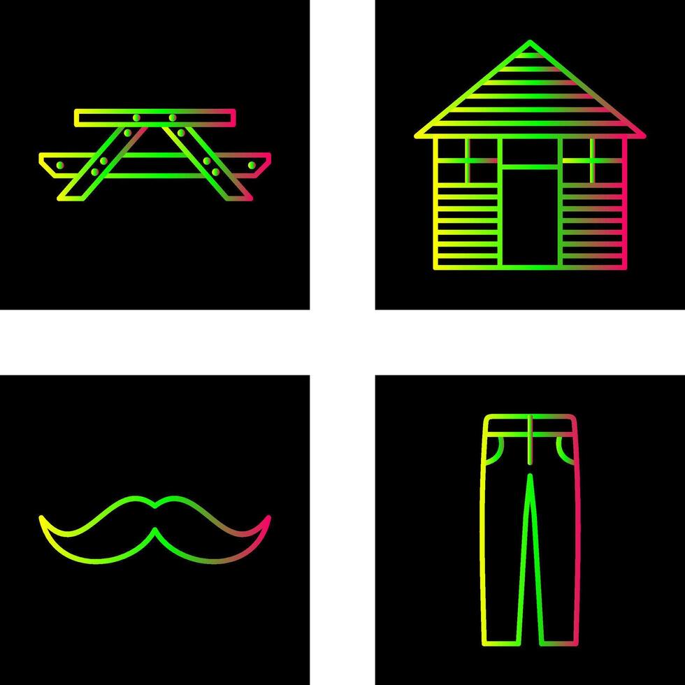 Picnic of Table and Wood Cabin Icon vector
