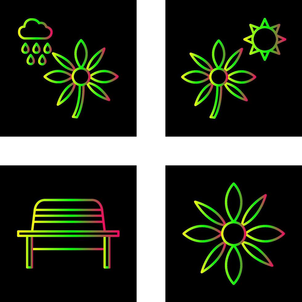 Flower with rain and Flower Icon vector