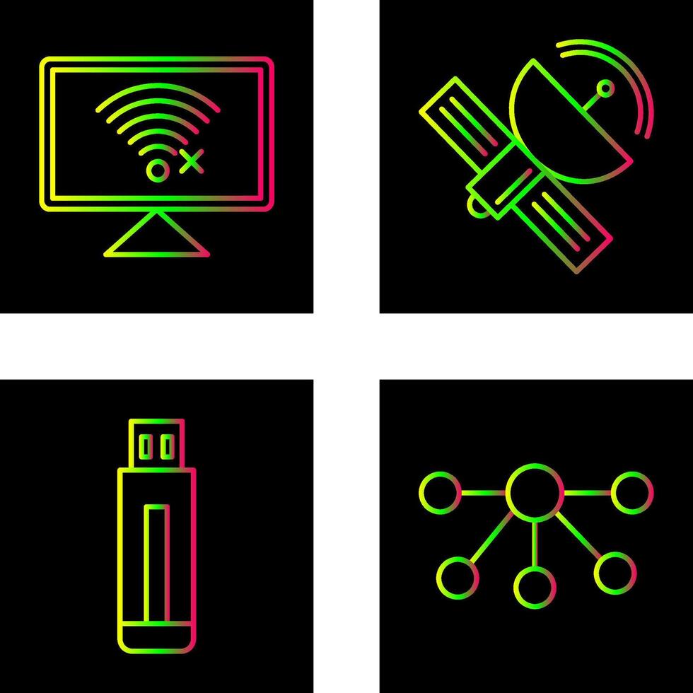 Disconnected Network and Satellite Icon vector