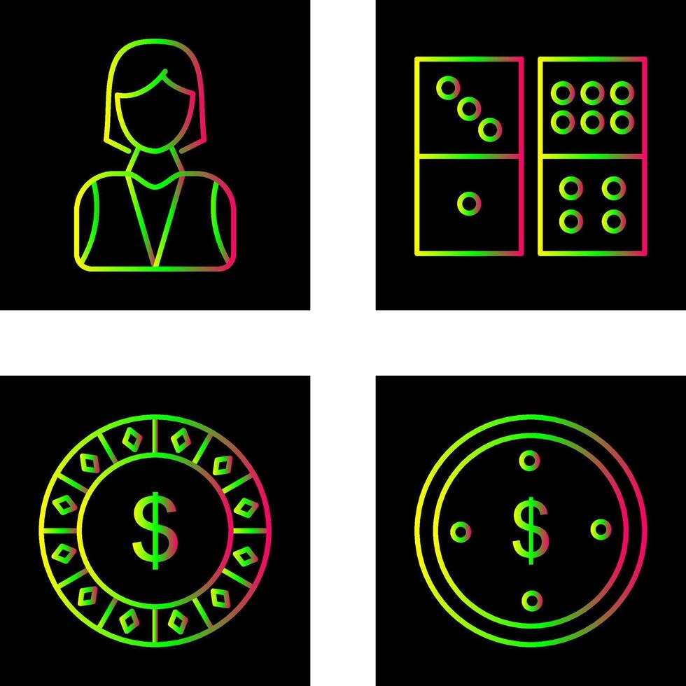 elegant lady and domino game Icon vector