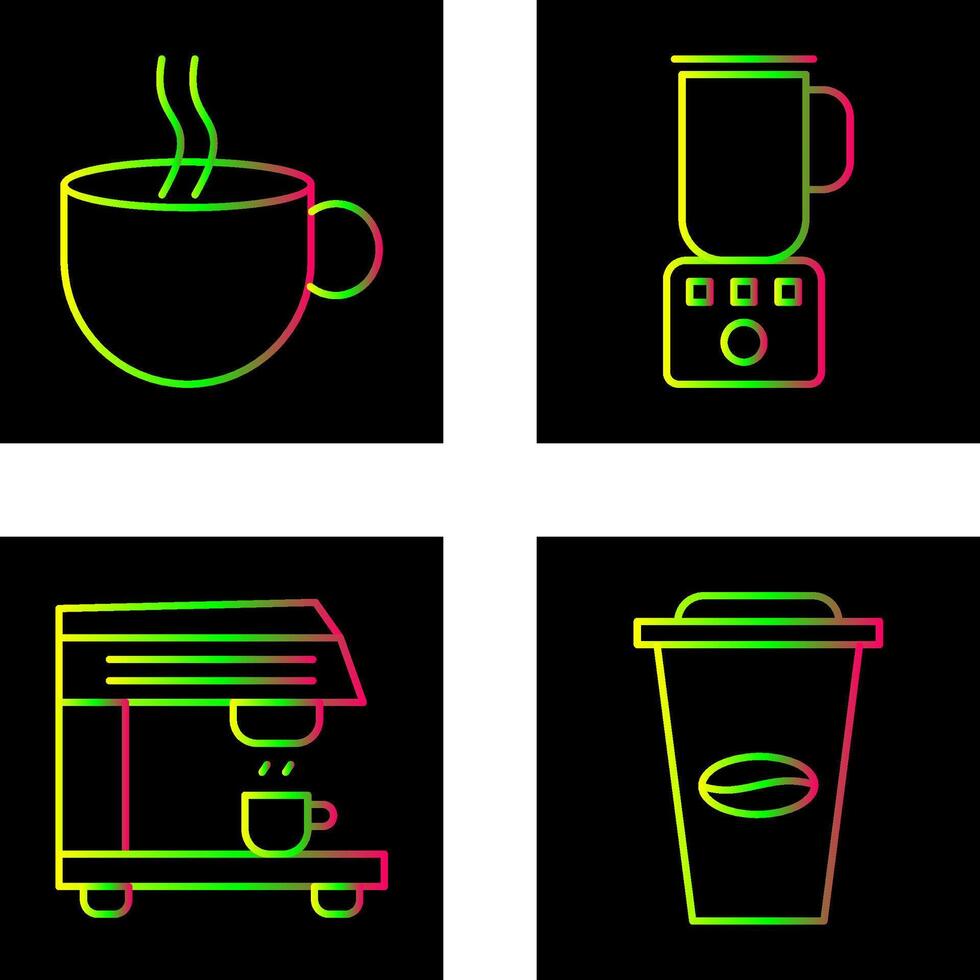 caliente café y café licuadora icono vector