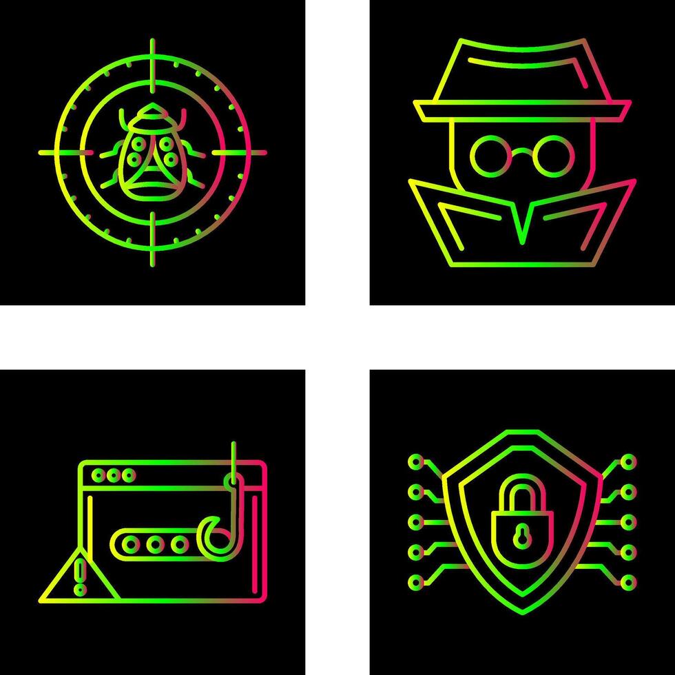 Bug Target and Hacker Icon vector