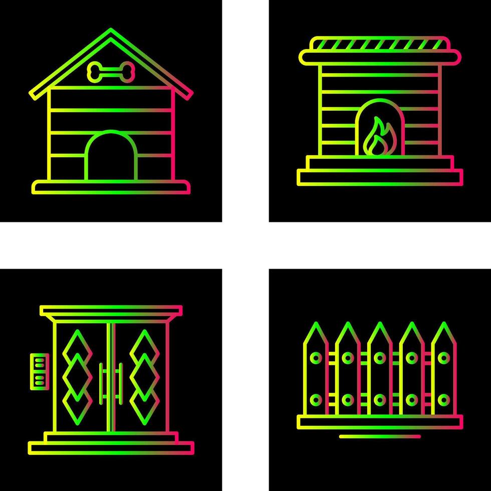 Dog House and Fireplace Icon vector
