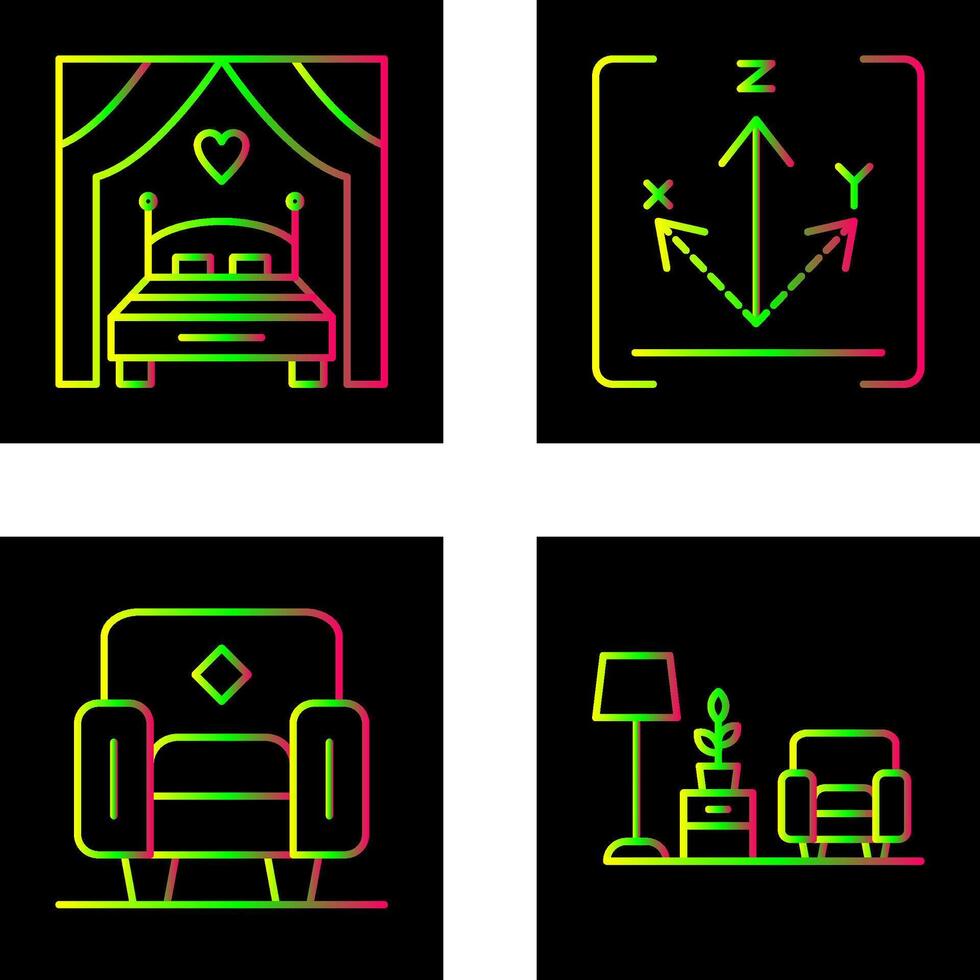 Bed and Axis Icon vector