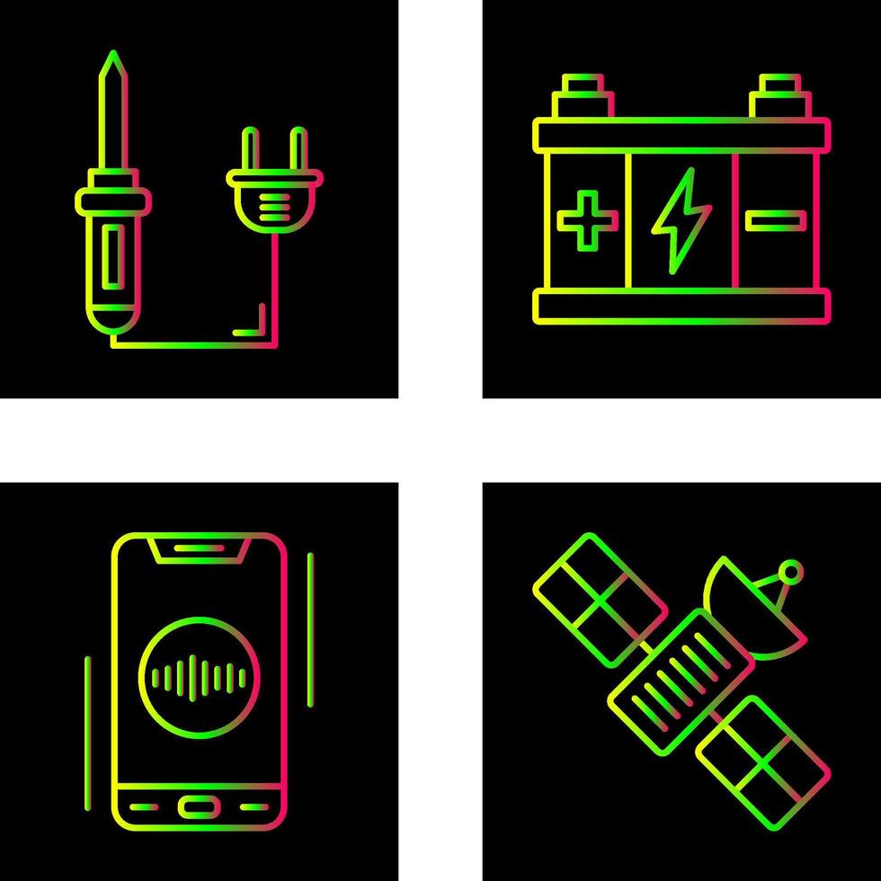 soldadura y batería icono vector