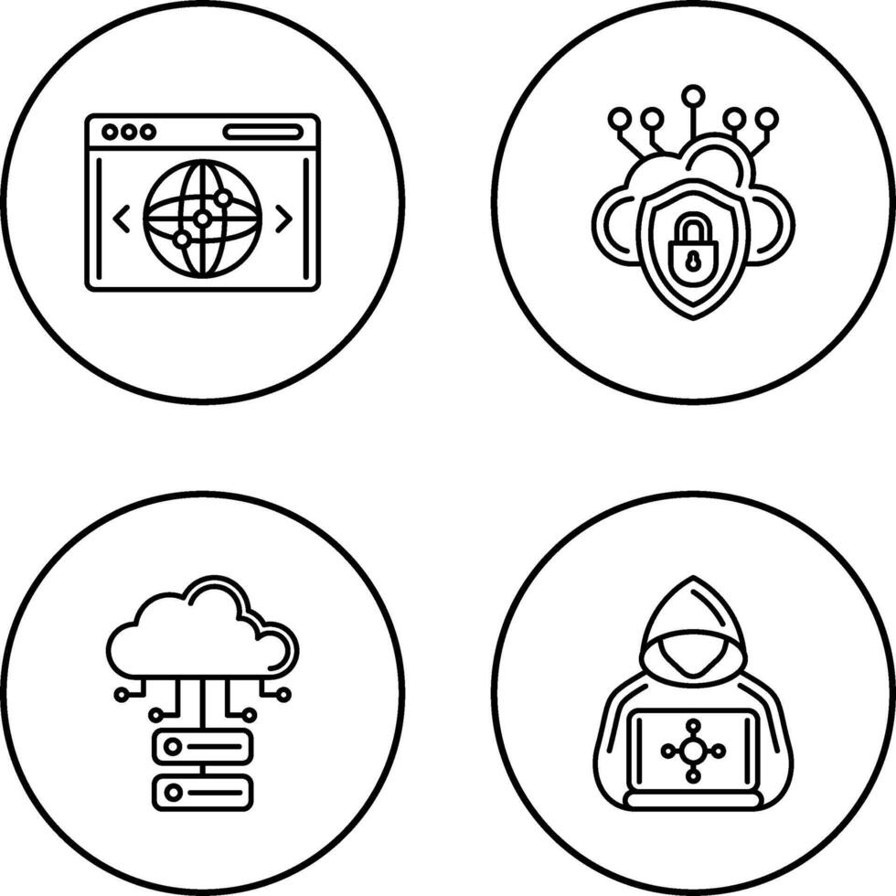 Cloud Security and Website Icon vector