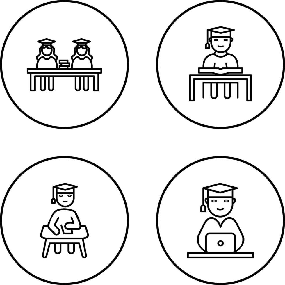 Combined Study and Studying on Desk Icon vector