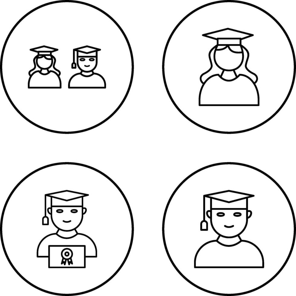 Graduates and Female Graduate Icon vector