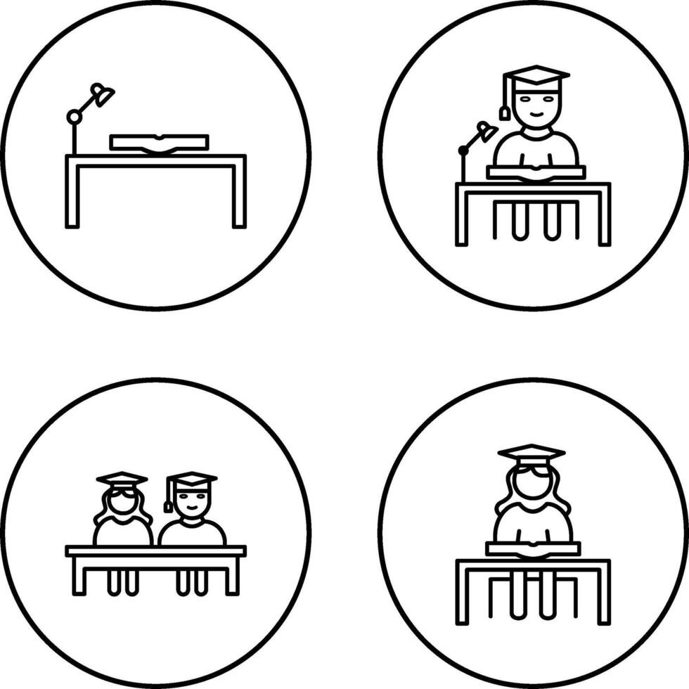 study desk and studying on desk Icon vector