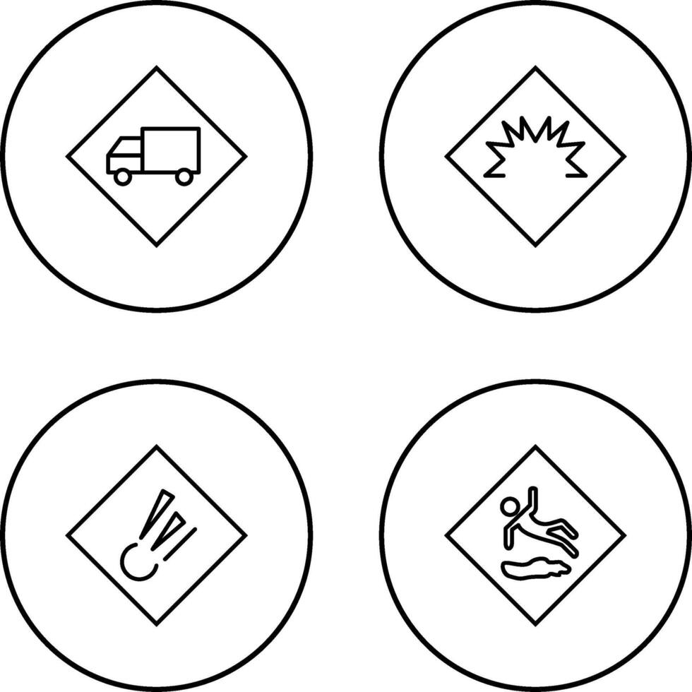 dangerous vehicle and danger of welding Icon vector