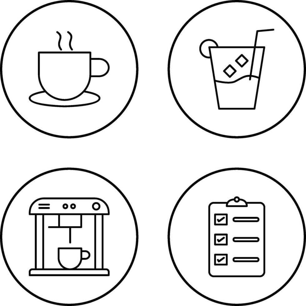 hot coffee and whiskey sour Icon vector