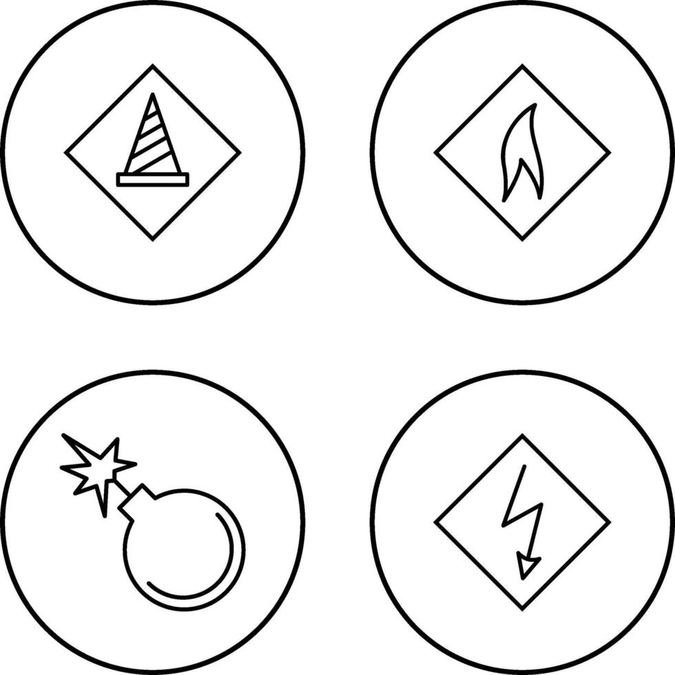 under construction and flammable material Icon vector