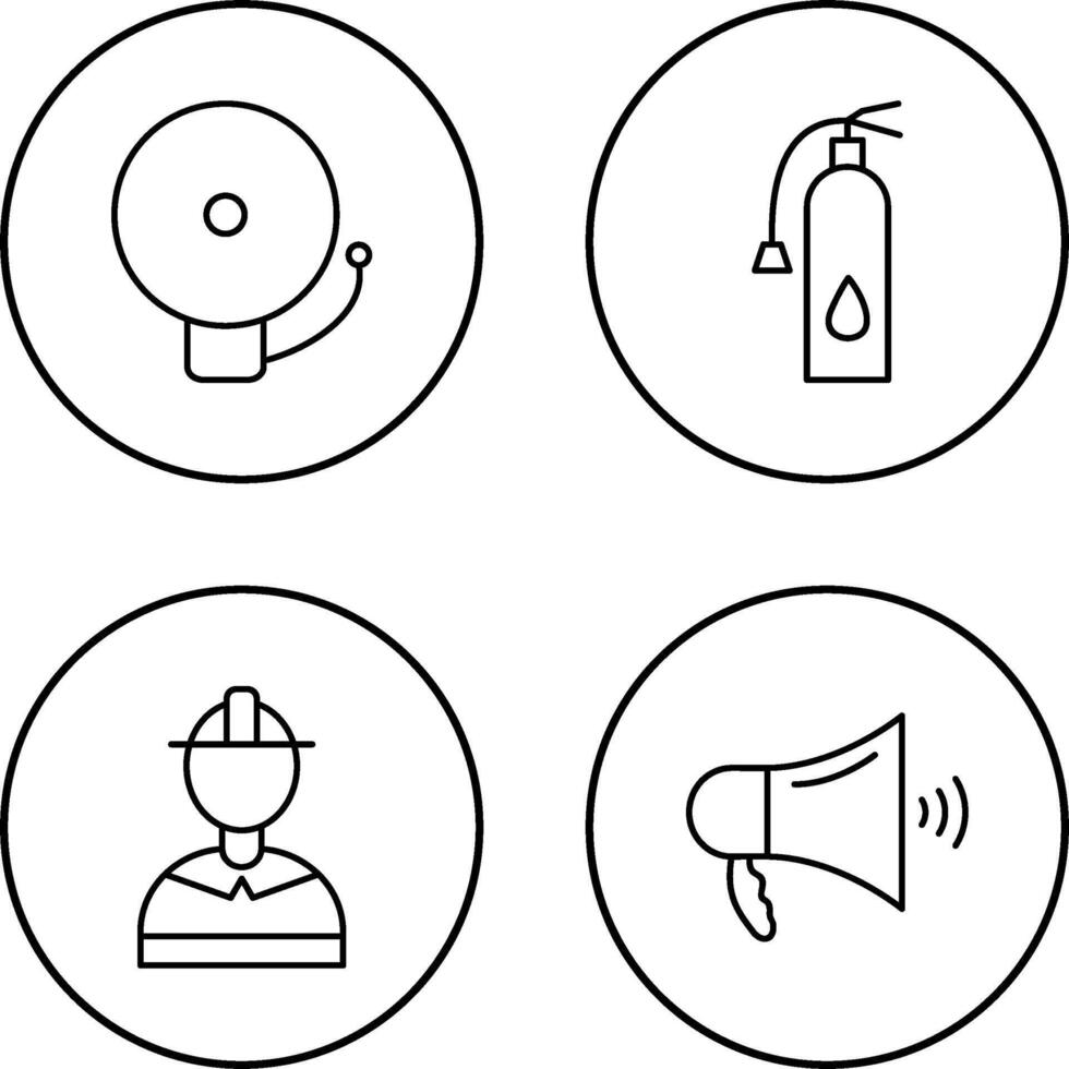 alarm and fire extinguisher Icon vector